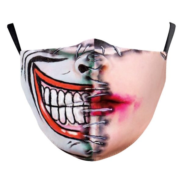 Halloween Carnival Digital Printing Funny Clown Face Double Layer Dust Mask - Image 7