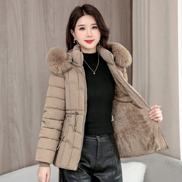 Slim Fit Slimming Thickened Warm Down Cotton Jacket - Image 4