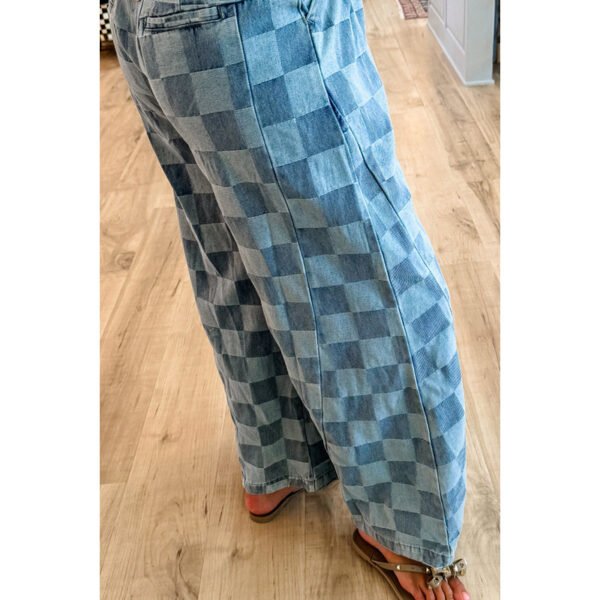 Trendy Chessboard Plaid Printed Jeans Women's Loose - Image 5