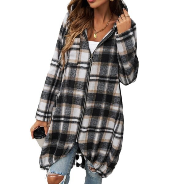 Contrast-Color Hooded Coat - Image 5