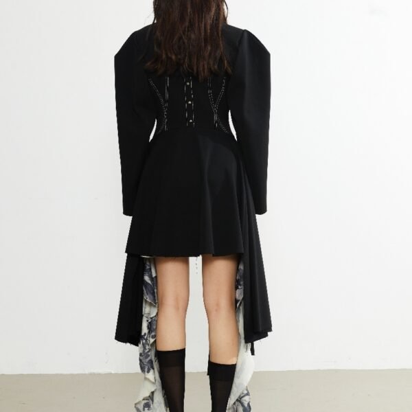 Retro Decorative Open-line Irregular Hem Profile Suit Large Coat - Image 4