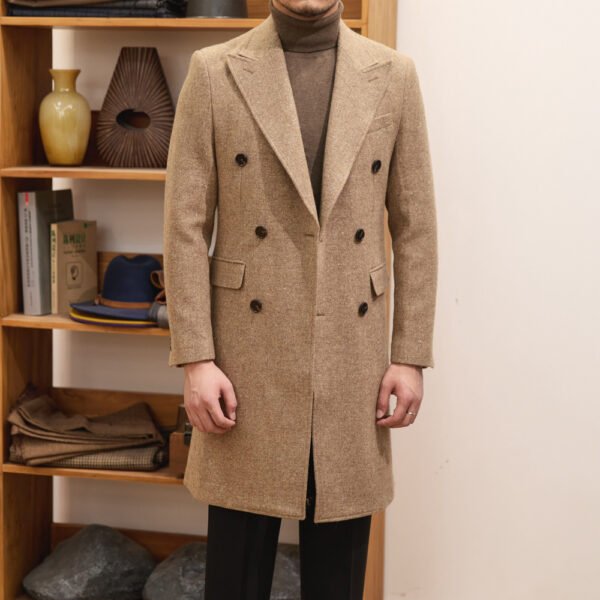 Autumn And Winter Brown Bar MACN Warm Wool Overcoat - Image 4