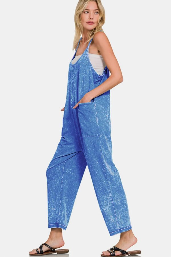Zenana Washed Spaghetti Straps Overalls With Pockets - Image 2