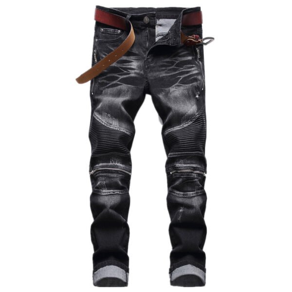 Men's Motorcycle Zipper Oversized Jeans - Image 6
