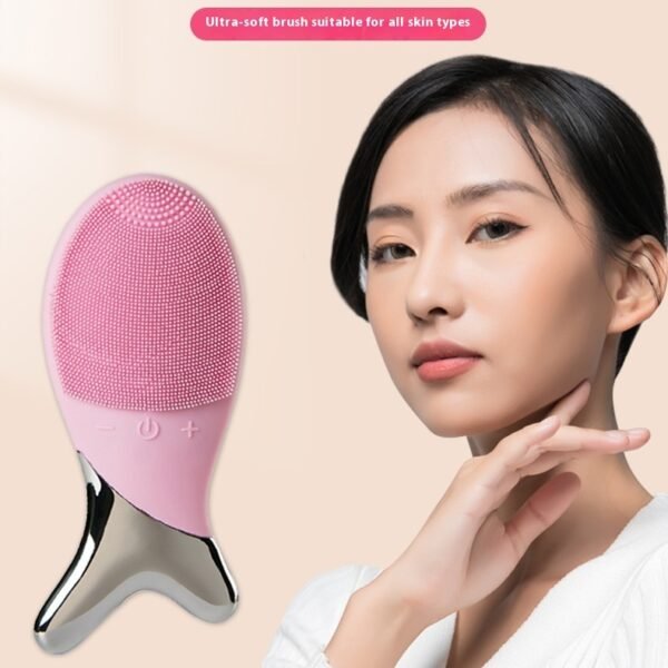 Silicone Gel Cleansing System Electric Facial Nstrument Cleaning Brush Pores Inductive Therapeutical Instrument Vibration Massager - Image 2
