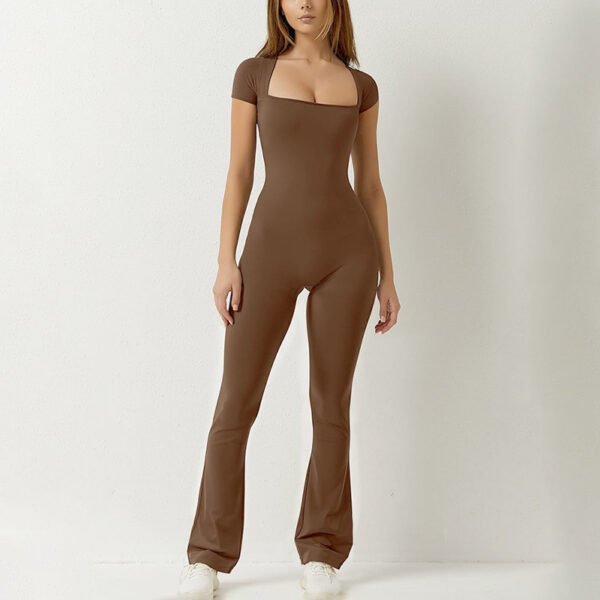 Solid Color Square Collar Short-sleeved Jumpsuit - Image 2