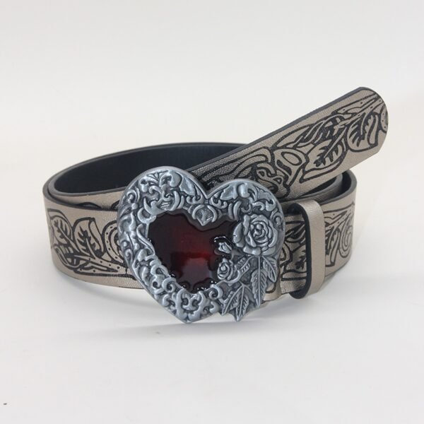 Vintage Punk Style Retro Embossing Love Belt Y2g - Image 2