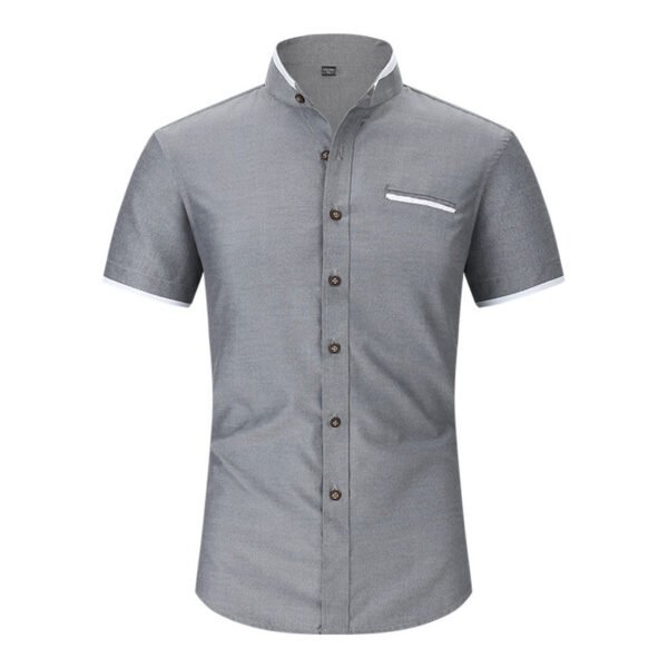 Stand Collar Men's Short Sleeve Shirt - Image 5