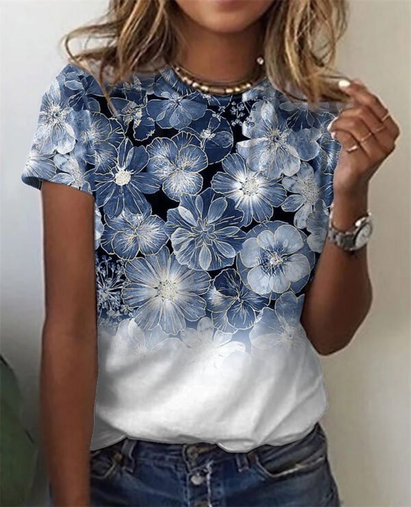 Huamang Printed Short Sleeve Round Neck T-Shirt - Image 2