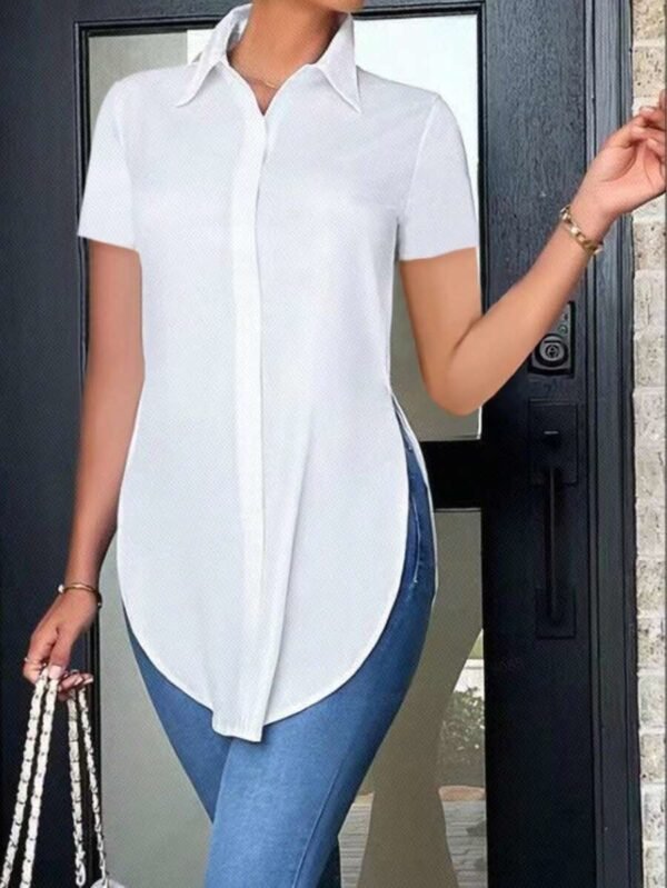 Summer Fashion Simple Polo Collar Women's Shirt - Image 6
