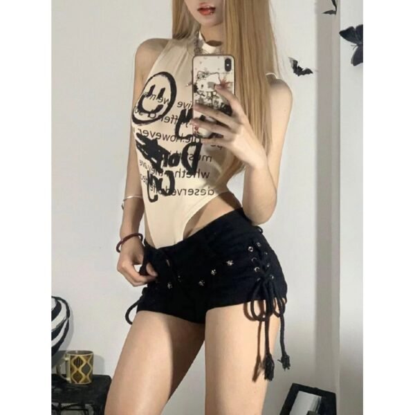 American Vibe Retro Tight Black Denim Shorts Women - Image 3