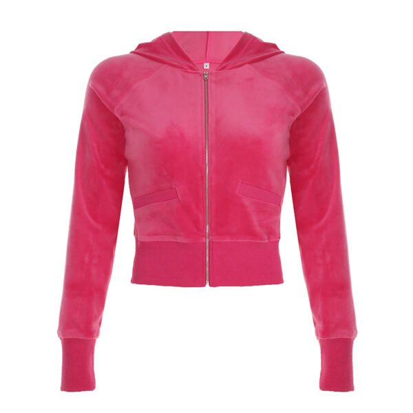 European And American New Suede Hooded Zipper Jacket - Image 6