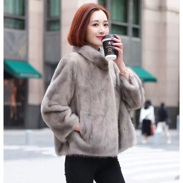 Fashion Casual Stand Collar Thickened Warm Mink Fur Short Coat - Image 8
