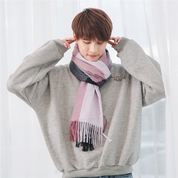 Warm Tassel Plaid Bristle Scarf - Image 9