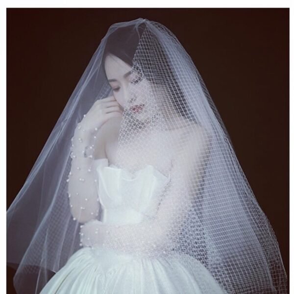 Summer Thin Bridal Pearl Mesh Gloves - Image 2