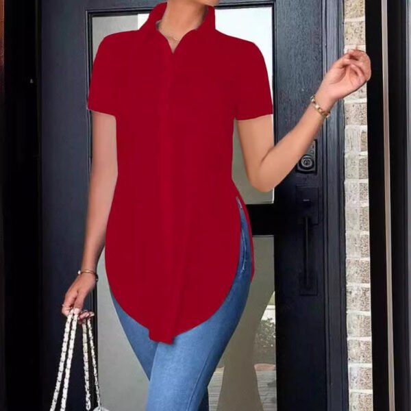 Summer Fashion Simple Polo Collar Women's Shirt - Image 5