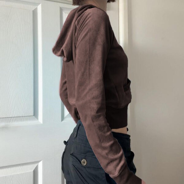European And American New Suede Hooded Zipper Jacket - Image 3