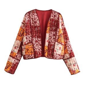 Diamond Plaid Long Sleeve Printed Cotton Jacket