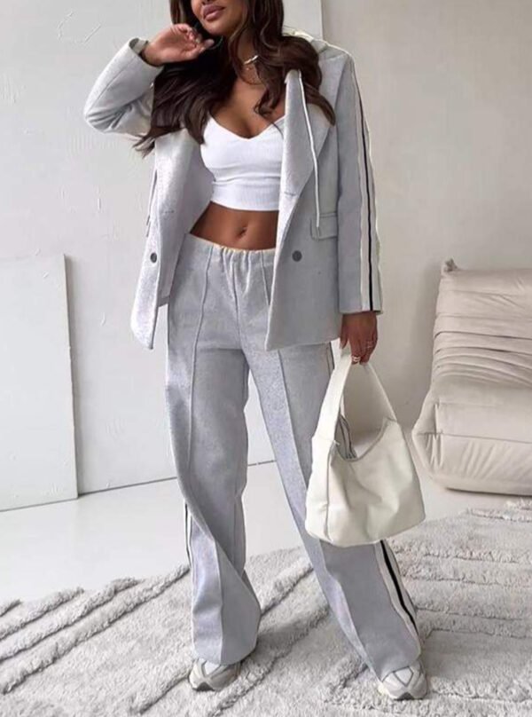 Casual Ribbon Hooded Suit Wide Leg Pants Two-piece Suit - Image 3