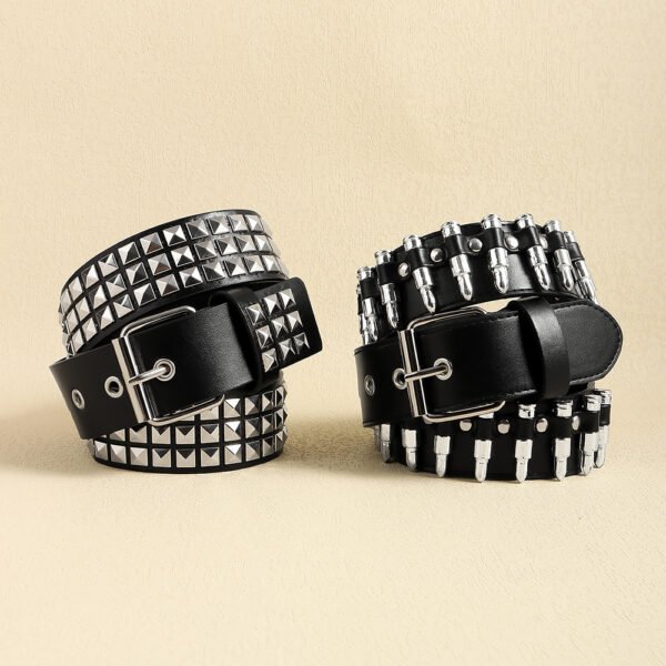 Rivet Belt Rock Trend Punk Bullet Black Belt Men And Women Personality Fashion Hip-hop Accessories - Image 3
