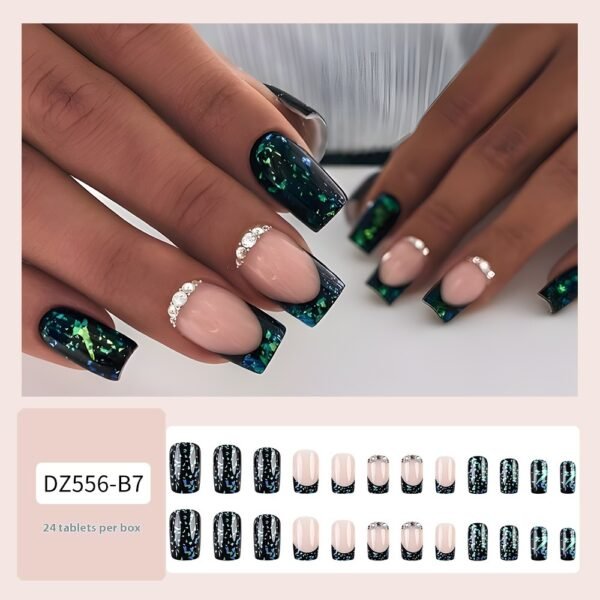 Emerald French Entry Lux Nail Patch Sweet Cool Diamond European Square - Image 2