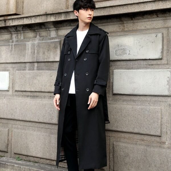 Men's Long Type British Slim-fitting Trench Coat - Image 4