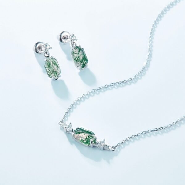 Light Luxury Natural Water Plants Agate Claw Inlaid Green Moss Eardrops - Image 9