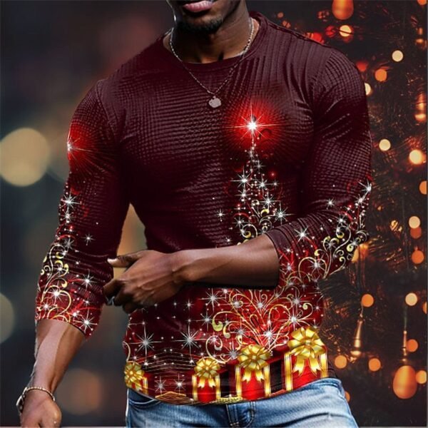 Christmas Series Printed Stylish Temperament Long Sleeves Top - Image 6