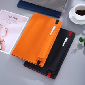 A5 Strap Notebook Pen Insert Leather Surface