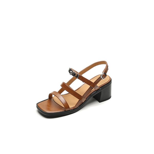 Square Toe Open Toe Fairy Style High Heel Shoes With Middle Heel - Image 5