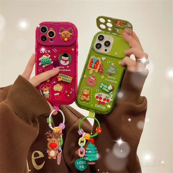 Cute Xmas Santa & Elk Flip Case for iPhone 15/14/13/12/11