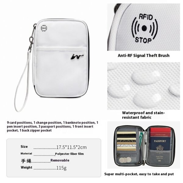 Travel Storage Travel Portable RFID Anti-theft Swiping Passport Case Document Package - Image 6