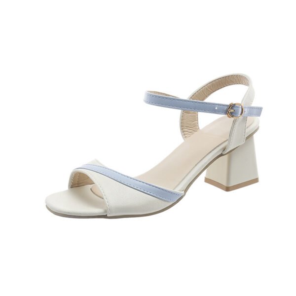 Summer Chunky Heel Ankle-strap Buckle Sandals - Image 5