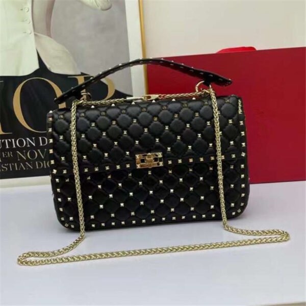 Women's Fashion Sheepskin Diamond Studded Small Square Bag - Image 3