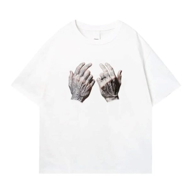 Summer Heavyweight Tattoo Hands Solid Color Printing T-shirt - Image 2