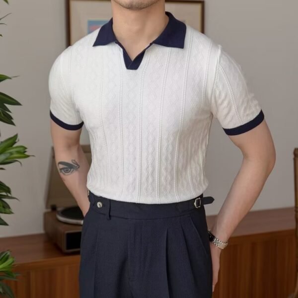 Summer Breathable Italian Color Matching Men's Polo Shirt - Image 7
