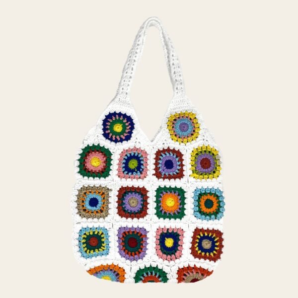 Ethnic Style Mixed Color Flowers Print One Shoulder Tote - Image 4