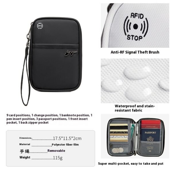 Travel Storage Travel Portable RFID Anti-theft Swiping Passport Case Document Package - Image 7