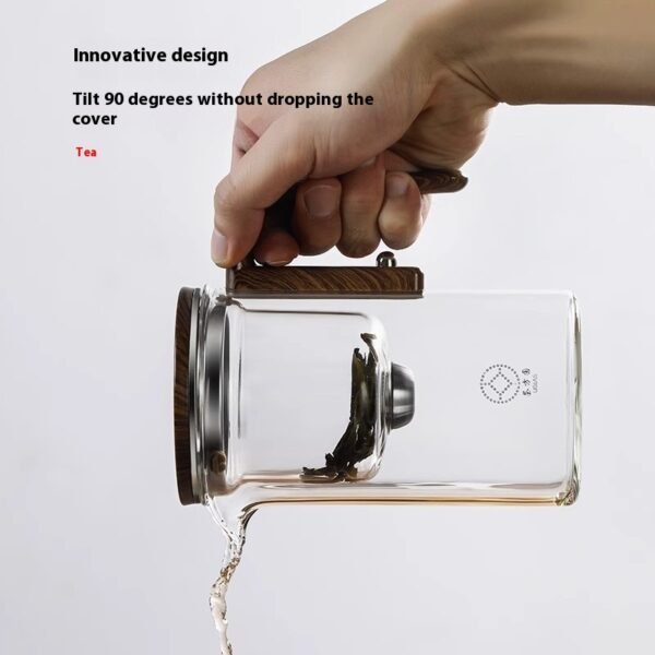 One Click Magnetic Teapot Separation Filtration Glass Tea Pot Wood Handle Tea Water Separation Inner Container Teapot - Image 4
