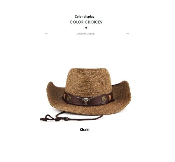 Outdoor Sunshade Western Denim Mixed Color Straw Hat - Image 7