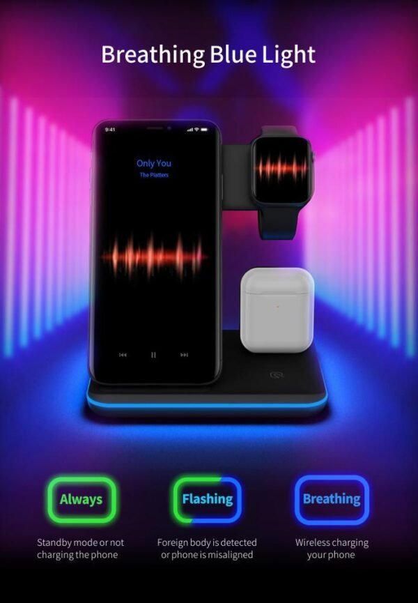Compatible Mobile Phone Watch Earphone Wireless Charger 3 In 1 Wireless Charger Stand - Image 6
