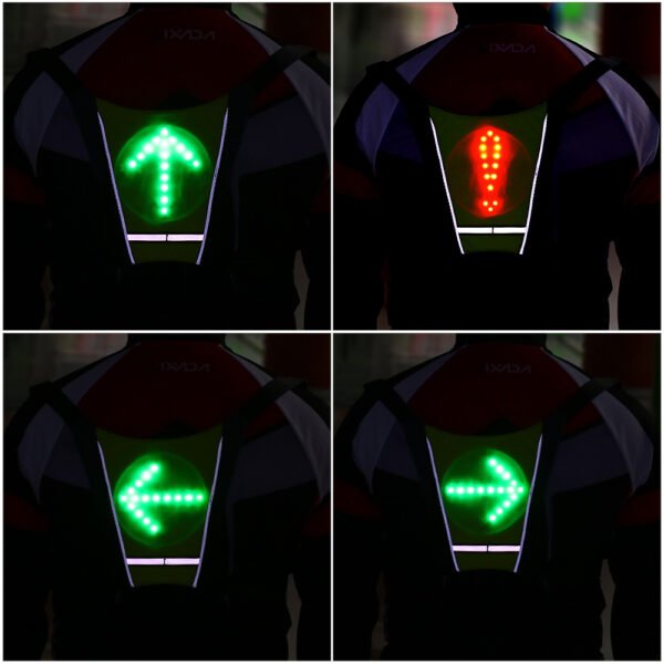 USB Rechargeable Reflective Vest Backpack with LED Turn Signal Light Remote Control Outdoor Sport Safety Bag Gear for Cycling - Image 3