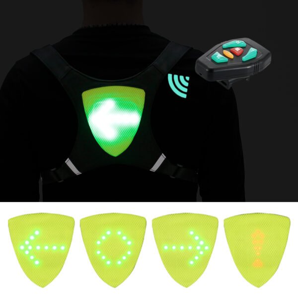 USB Rechargeable Reflective Vest Backpack with LED Turn Signal Light Remote Control Outdoor Sport Safety Bag Gear for Cycling - Image 4