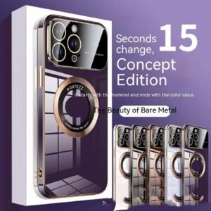 Magnetic Suction Apple 14/15 Phone Case with Large Window