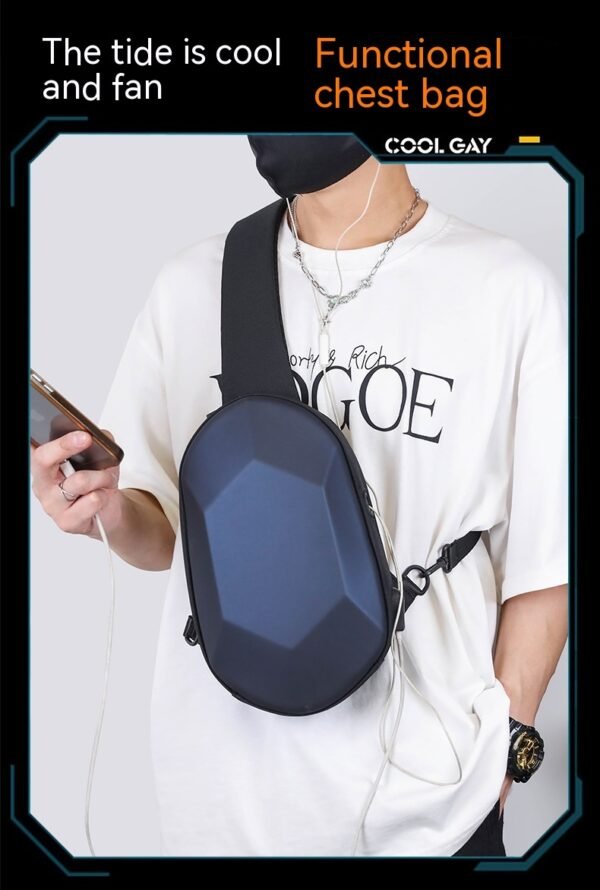 Men's Shoulder Solid Color Crossbody Bag - Image 9
