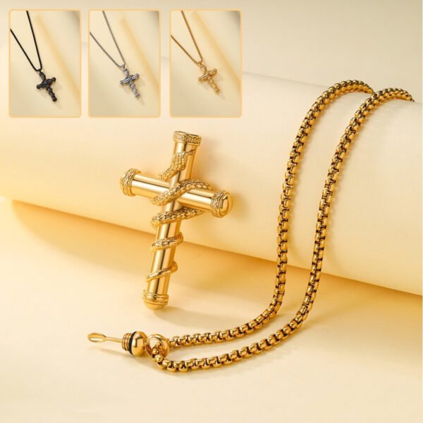 18k Gold Detachable Cross Snake Necklace Fashion Personality Clavicle Chain Necklace For Valentine's Day Loved Memorial Jewelry - Image 8