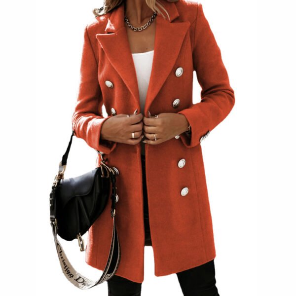 Autumn/Winter Double-Breasted Wool Coat – Turndown Collar - Image 7