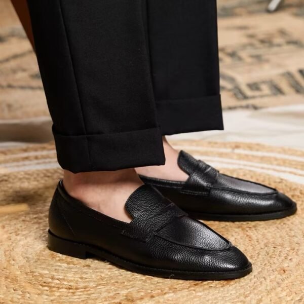 British Vintage Litchi Grain Cowhide Men's Loafer - Image 4