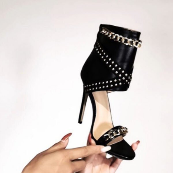 Women's Open-toe High-heeled Sandals With Iron Chain - Image 5