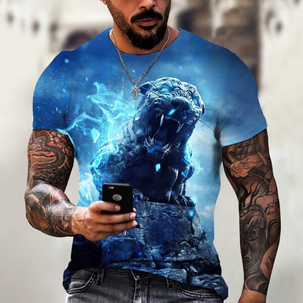 Animal Beast Lion 3D Printed Summer Men's T-shirt - Image 3